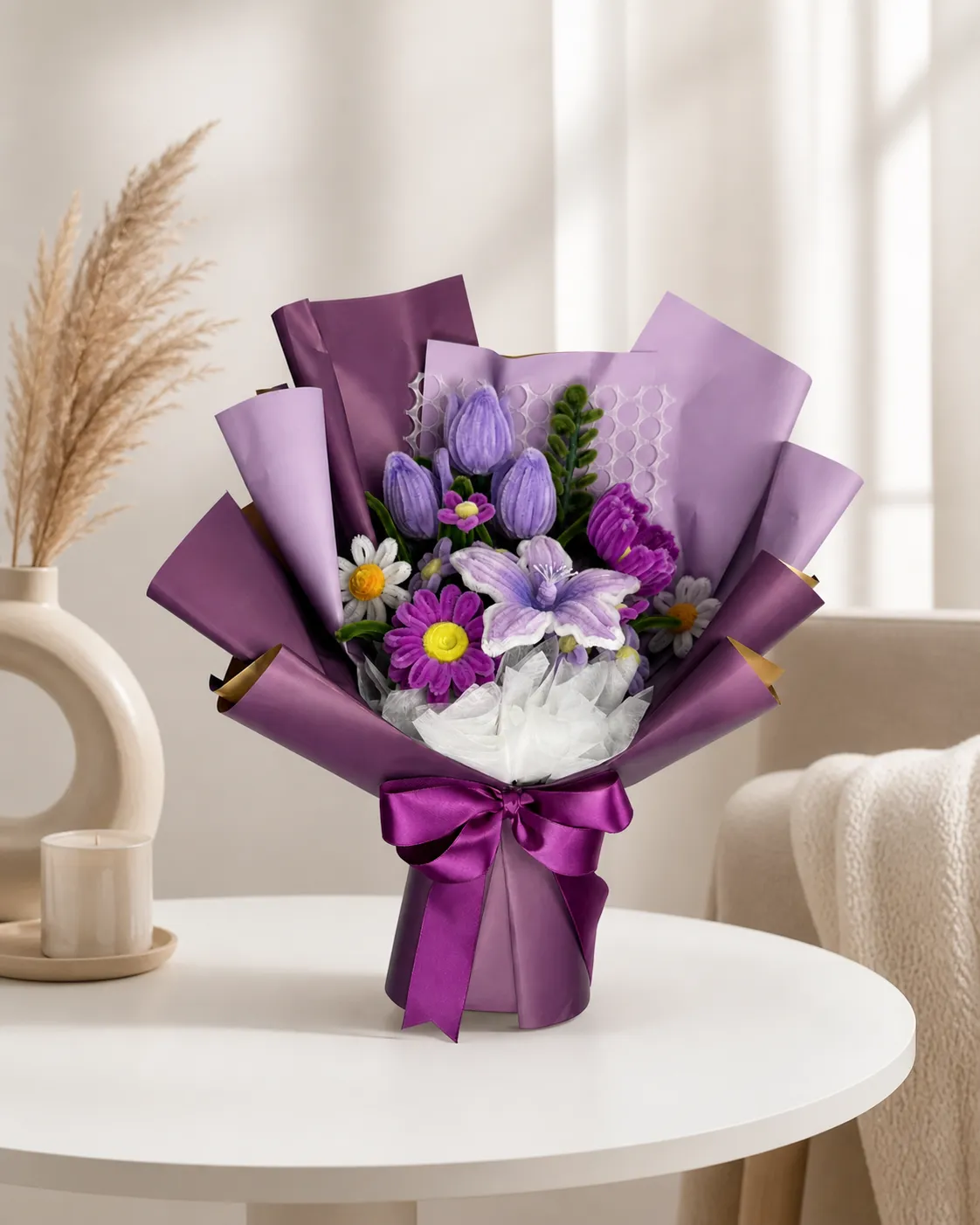 Aura Violet, ramo de tulipanes eternos en tonos morado y lila